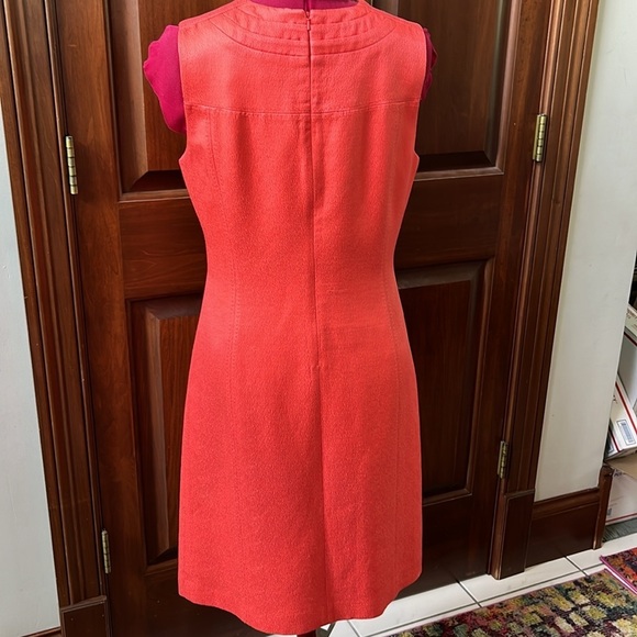 Tory Burch Dress Sleeveless dark coral almost orange flattering sheath Sz 6 - Picture 11 of 16